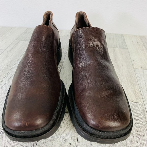 Aerosoles Mule Loafer Size 10 Brown Leather Retro Slip On Shoe Square Toe Chunky - Picture 6 of 13